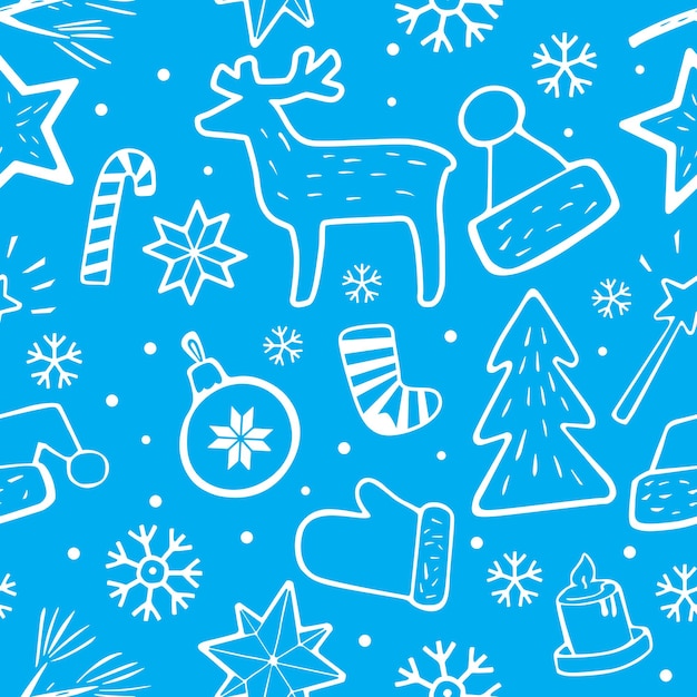 Seamless christmas pattern Graphic attributes on a blue background