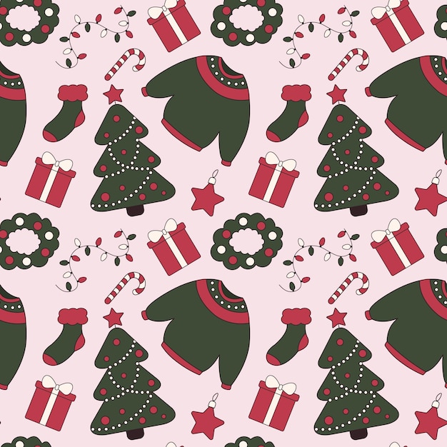 Seamless christmas pattern retro style