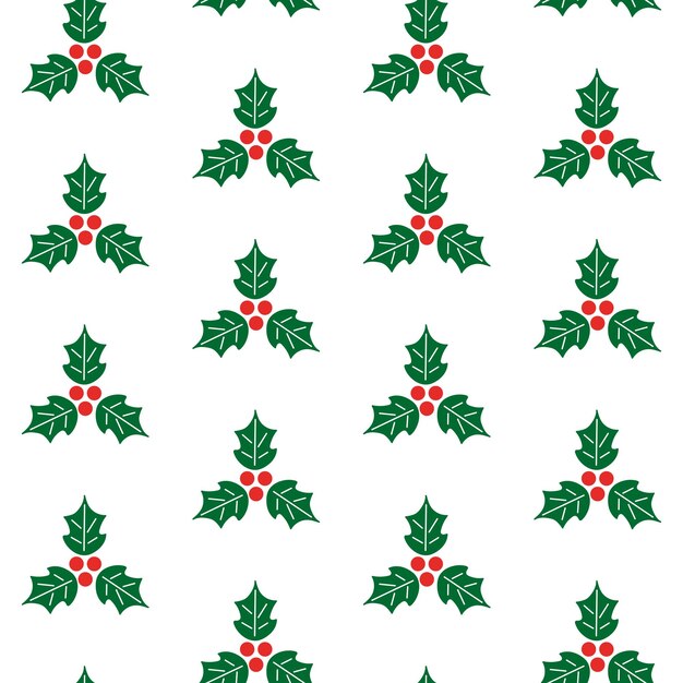 Seamless Christmas Pattern With Holly Berry