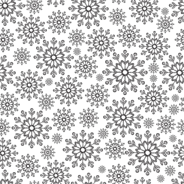 Seamless christmas snowflake background Winter Snow Flakes hand drawing Seamless pattern