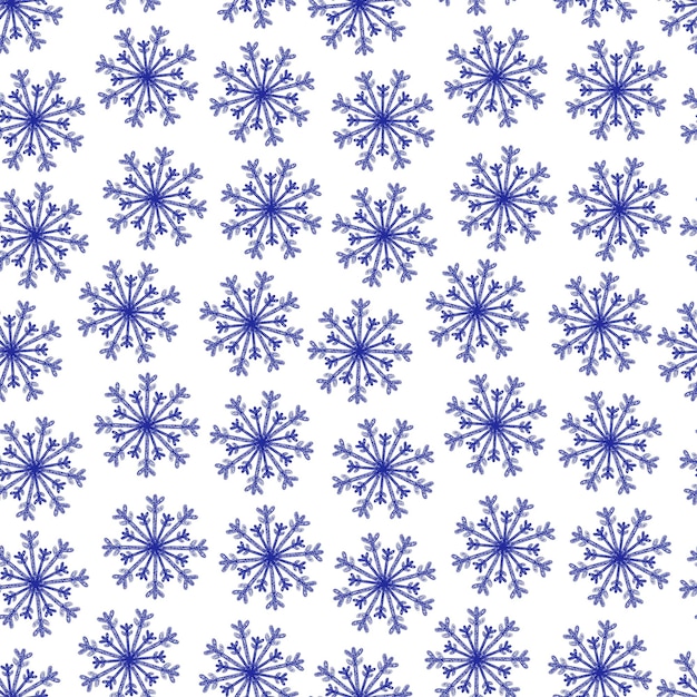 Seamless christmas snowflake background Winter Snow Flakes hand drawing Seamless pattern