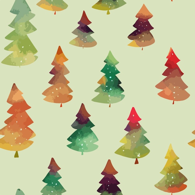 Seamless christmas tree decoration watercolor xmas tree background pattern Winter holidays