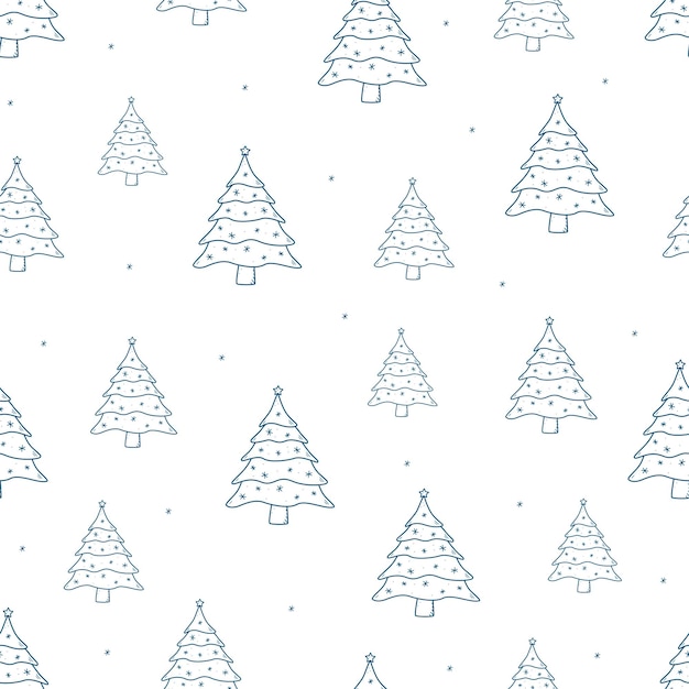 Seamless Christmas tree pattern Background vector concept of winter and new year Doodle style outline illustration