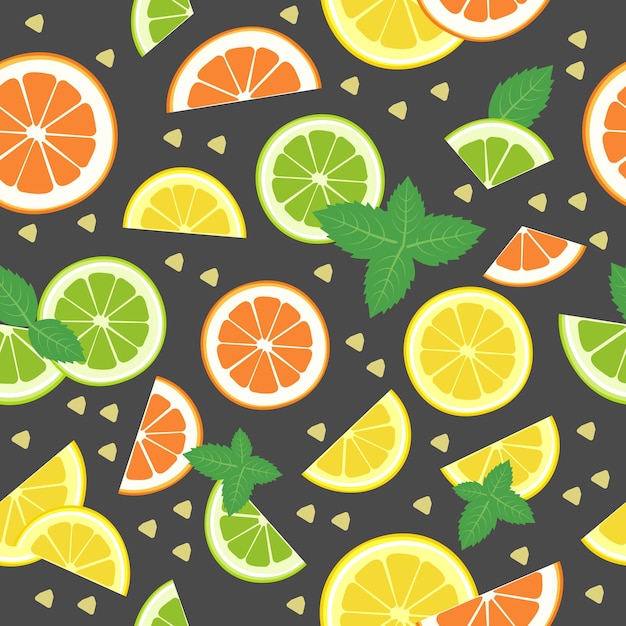 Seamless citrus pattern with lemon orange