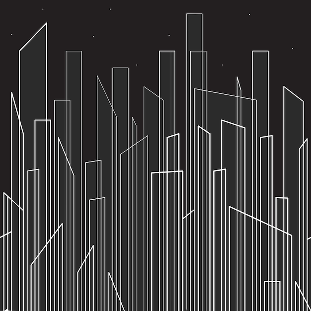 Vector seamless city line pattern design in monochrome color