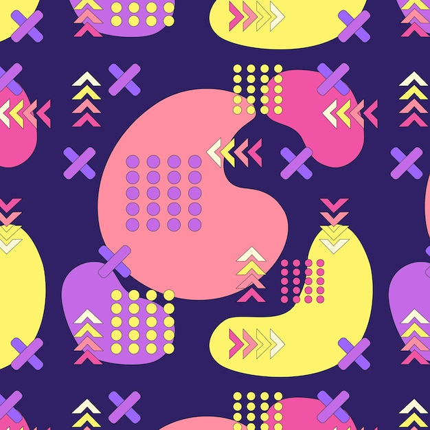 Seamless colored background pattern, various geometric shapes - Vector illustration