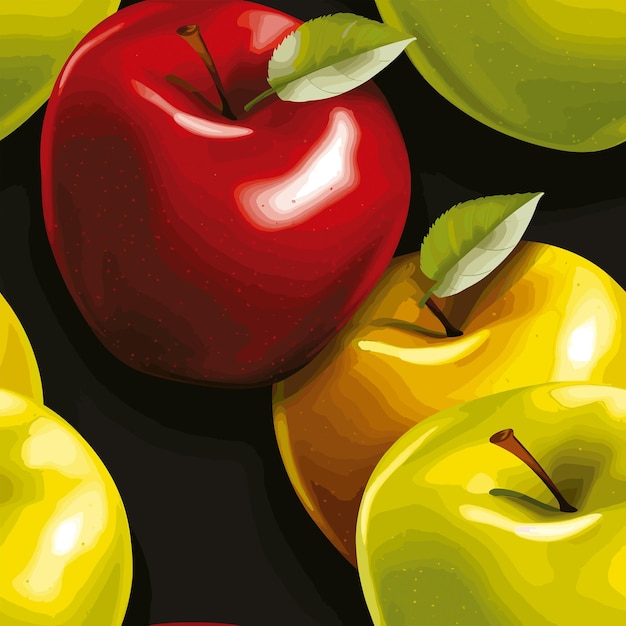 Vector seamless colorful apples pattern