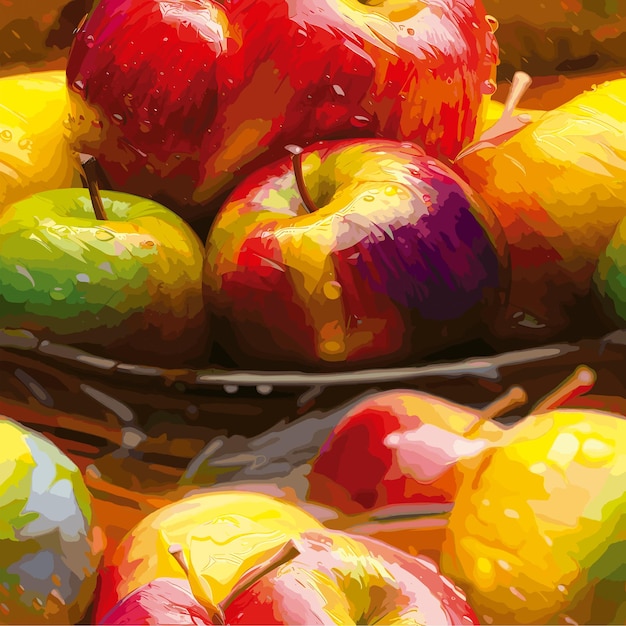 Vector seamless colorful apples pattern