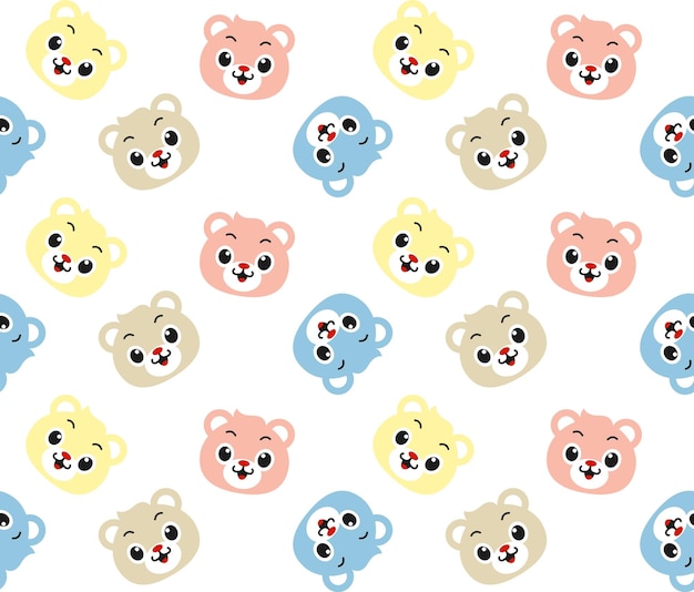 Seamless colorful bear face pattern vector illustration By Design For You