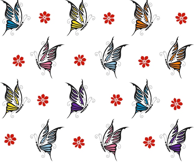 Seamless colorful butterfly pattern vector illustration By Design For You