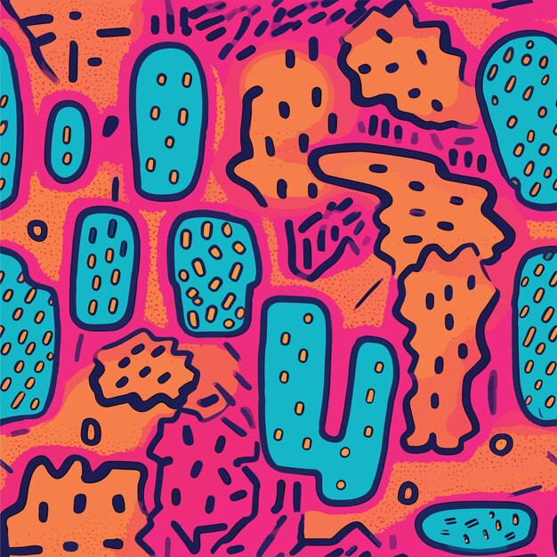 Seamless Colorful Cactus Pattern