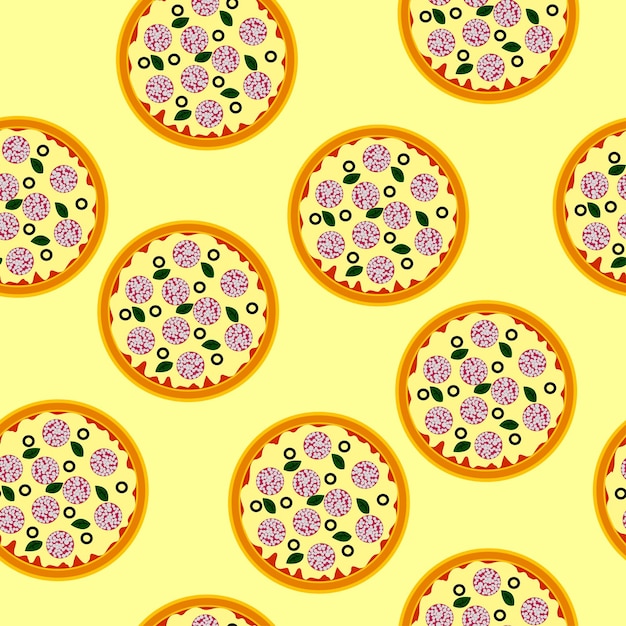 Seamless colorful cartoon pizza texture