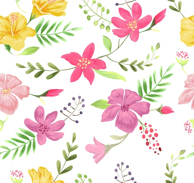 seamless colorful flower pattern illustration