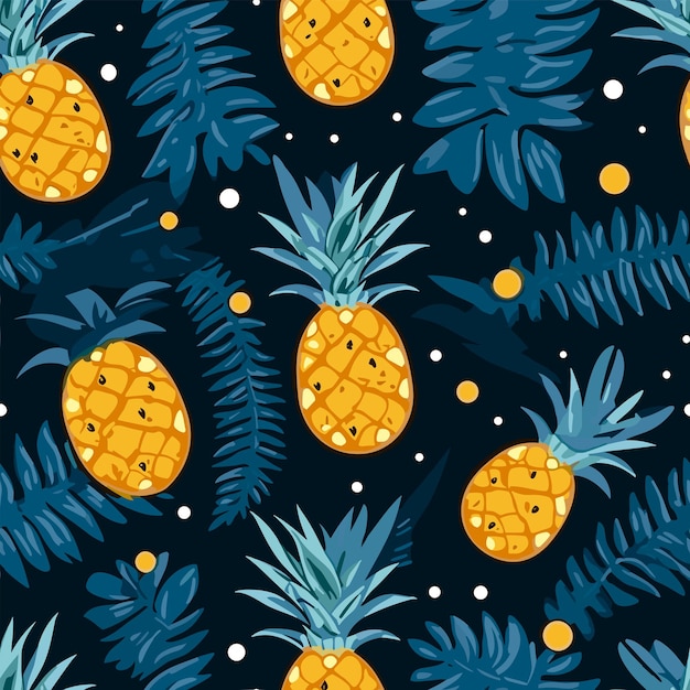 Vector seamless colorful pineapple pattern