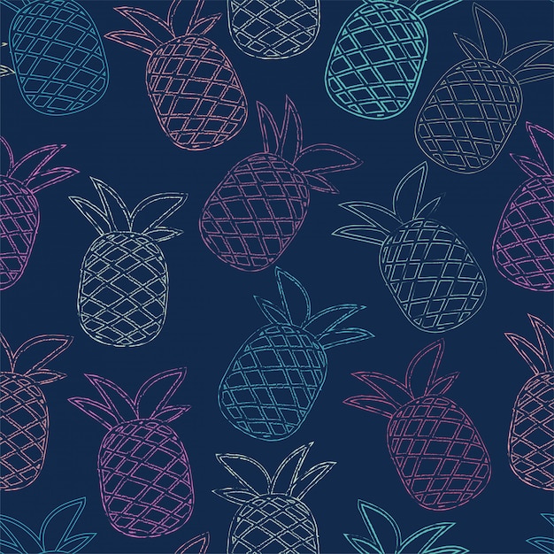 Seamless colorful tropical pineapple pattern for summer.