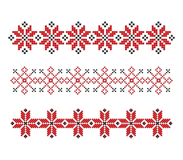 Seamless cross stitch embroidery lines Ukrainian embroidery