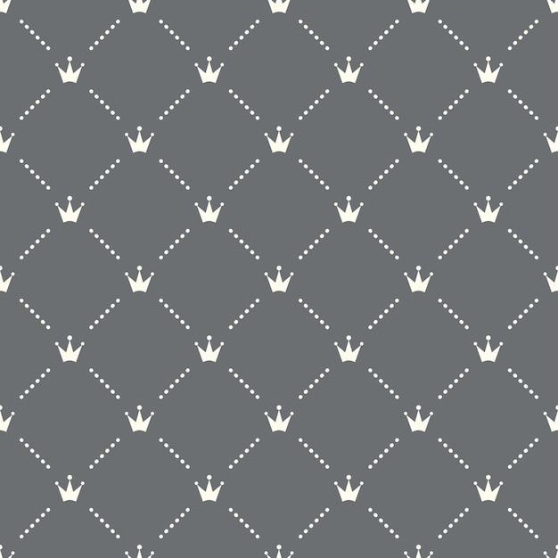 Vector seamless crown pattern on a dark background. crown icon creative design. can be used for wallpaper, web page background, textile, print ui/ux