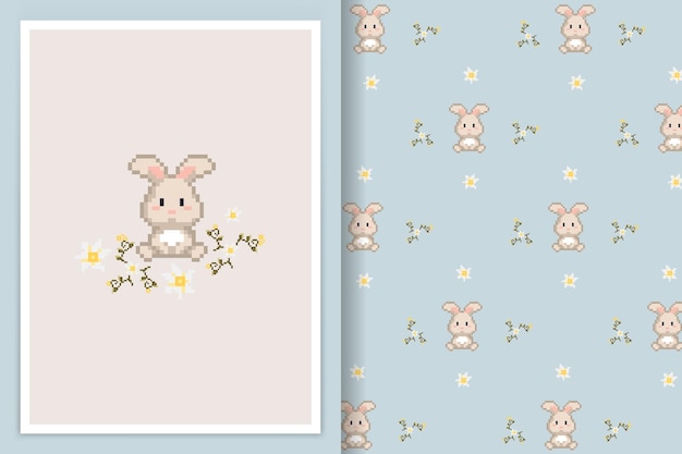 seamless cute bunny pattern vector