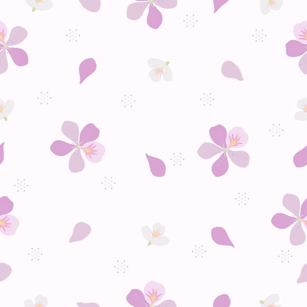 Seamless cute elegant winter flowers  pattern on pink background