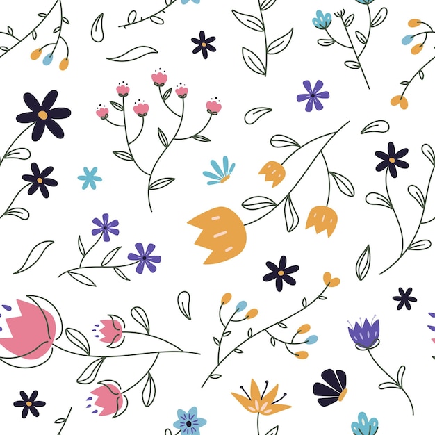 Seamless cute floral pattern vector illustration for packaging textile print design