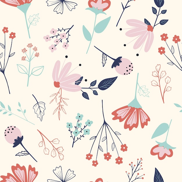 Seamless cute flower pattern pastel colors