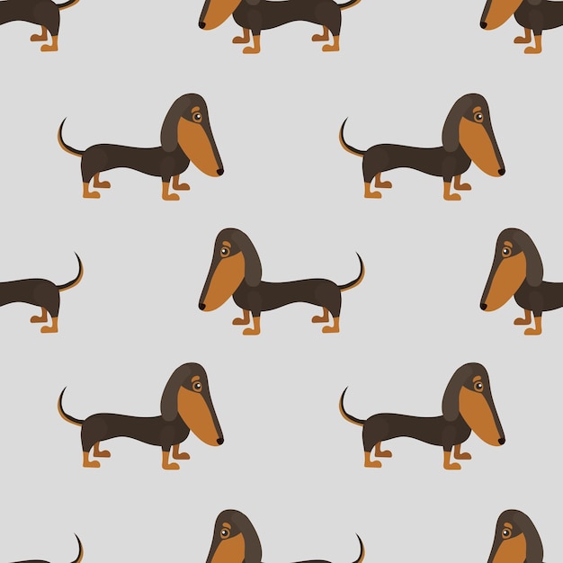 Seamless dachshund dog cartoon pattern