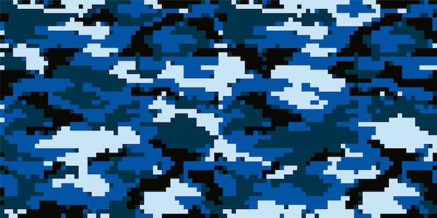 Seamless digital camouflage pattern with bluish color