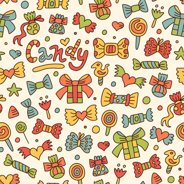 Seamless doodle candy pattern