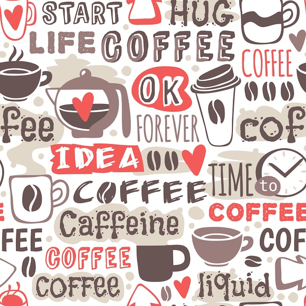 Seamless doodle coffee pattern hand drawn  illustration.