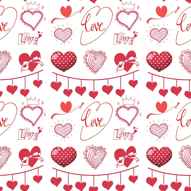 Seamless doodle heart pattern