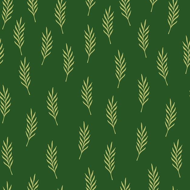 Seamless doodle pattern with leaves twigs.