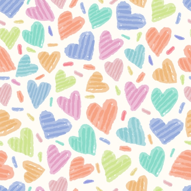 Seamless  doodle valentine day pattern background with hand draw heart , valentine card