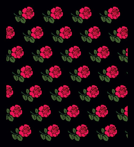 Seamless elegant floral pattern with red roses on black background Ditsy textile print