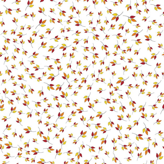 Seamless endless pattern autumn leaves on a white background