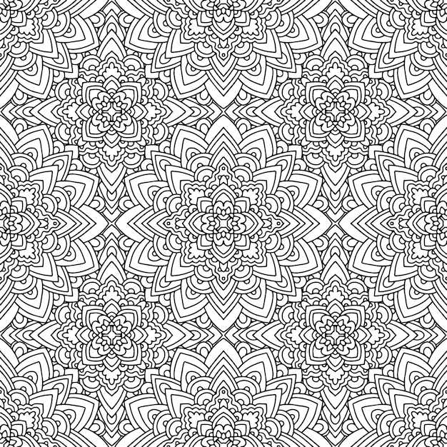 Seamless ethnic pattern with american indian motifs in black and white colors. Aztec background.