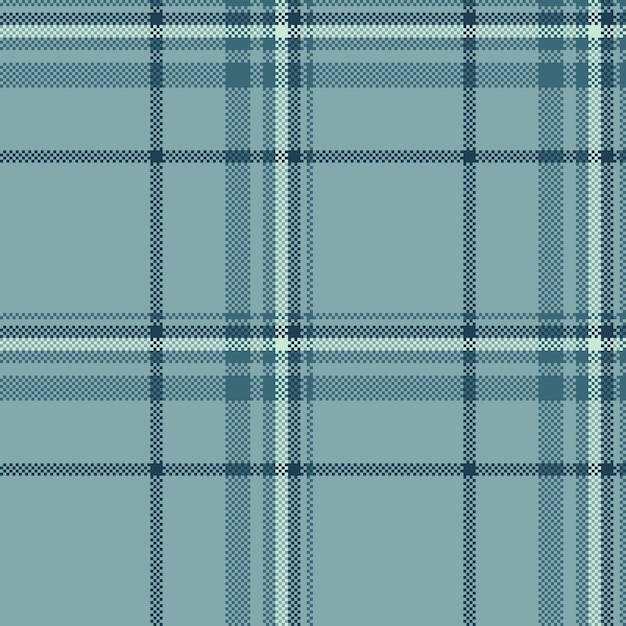 Seamless fabric textile of check plaid tartan with a vector texture background pattern in cyan and pastel colors