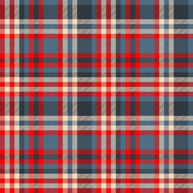 Seamless fabric texture of textile check tartan with a plaid background pattern vector in cyan and red colors