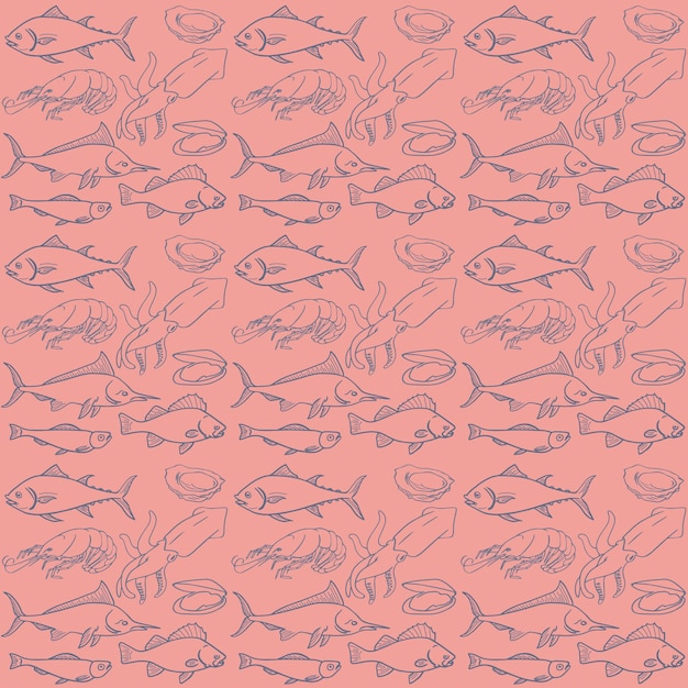 Seamless fish stroke pattern vector