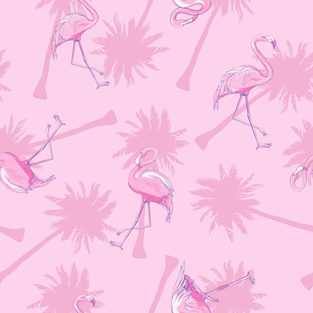 Seamless flamingo pattern vector illustration bird design summer pink print textile tropical