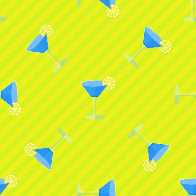 Seamless flat pattern with cocktail glasses