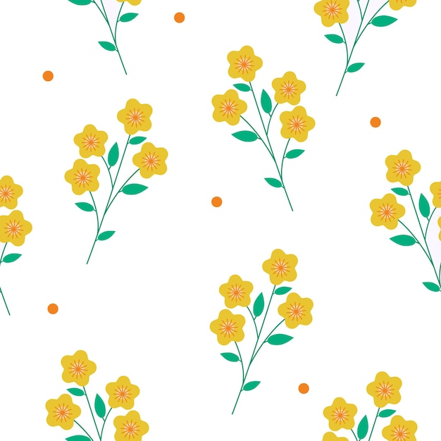 Seamless floral pattern. Beautiful flowers on a white background. Print with small yellow flowers.