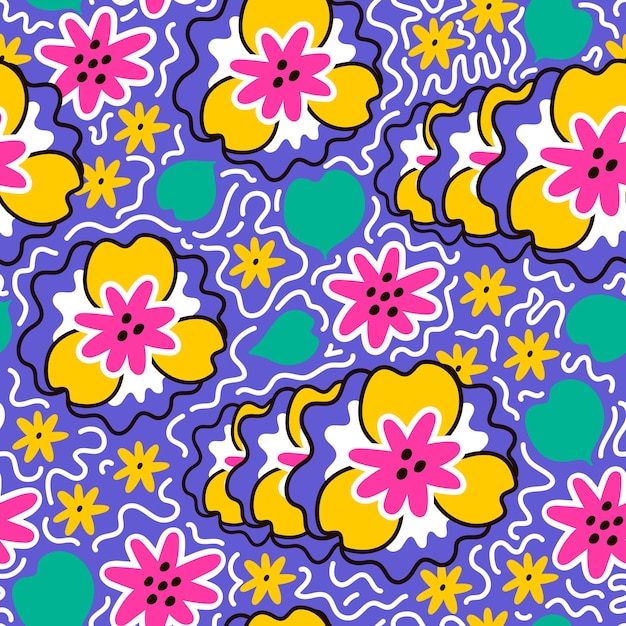 Seamless floral pattern in bright colors