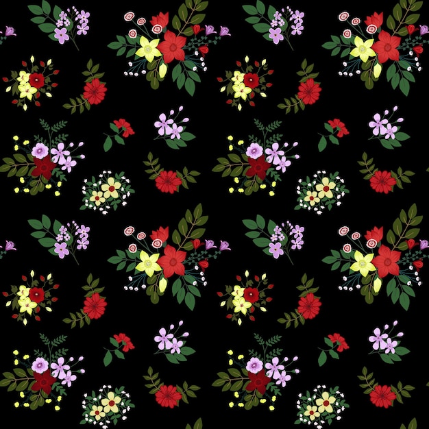 Seamless floral pattern on dark background Seamless floral patector texture for fashion prints