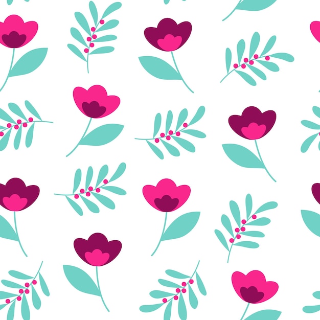 Seamless floral pattern in flat design