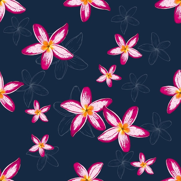 Seamless floral pattern frangipani flowers background.