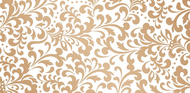 Vector seamless floral pattern golden colors isolated white backgrounds for textile wallpapers books cover