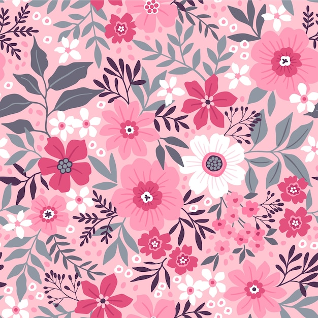 Seamless floral pattern . Small pink flowers.