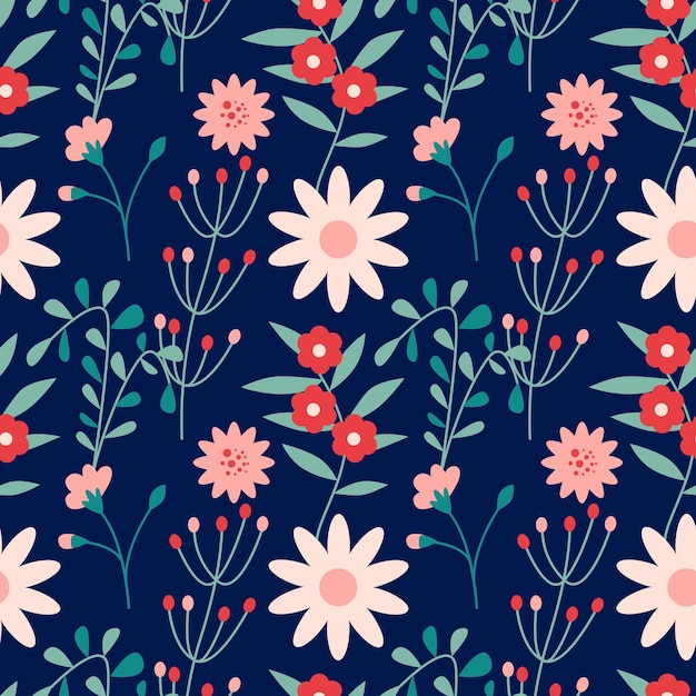 Seamless floral pattern Vector flat illustration