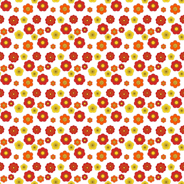 Seamless floral pattern on a white background Bright flowers in doodle style Children's floral pat