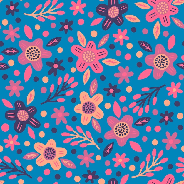 Seamless floral pattern with blossoms Perfect for textile wallpaper Botanical flat design